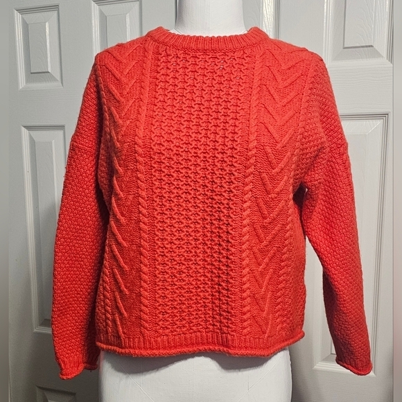 Madewell Merino Wool-Blend Cable Knit Crew Neck Academia Sweater Sz M - Picture 3 of 6